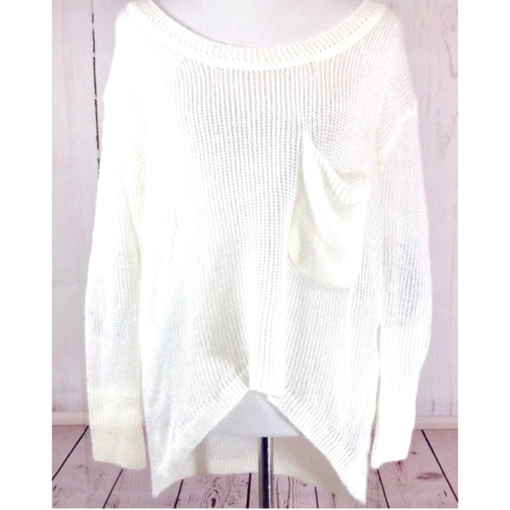 NWT Joyce Ivory High Low Open Weave Sweater Small